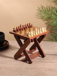 Шахматный столик складной, 15.5×20×4.5 см, дерево шишам NO BRAND