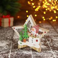 Фигурка Снеговик в лесу с подарками, в звезде (17х16 см) Зимнее волшебство