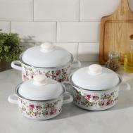 Набор кастрюль Китайская роза (1500 мл, 2000 мл, 3000 мл) Лысьвенские эмали