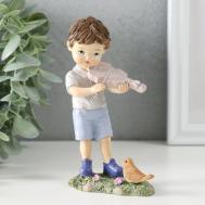 Сувенир Мальчик играет на скрипке птичке (8х4х13 см) Сима-ленд
