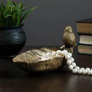 Подставка Птичка на перышке цвет: золотой (10х25х10 см) Хорошие сувениры