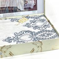 Постельное белье с покрывалом-пледом Polina цвет: кремовый, серый (евро) ЭВЕЛИНА