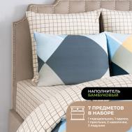 Набор из одеяла и подушек Bamboo и КПБ Дюмон желто-синий (евро, всесезонный) PRIME PRIVE