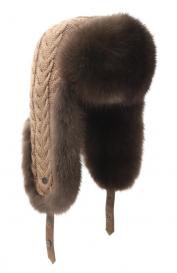 Кашемировая шапка-ушанка с мехом соболя Black Sable