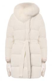Пуховик с отделкой из меха кролика Yves Salomon