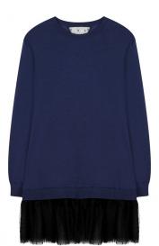 Пуловер из смеси кашемира и шелка с оборкой REDVALENTINO