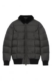 Шерстяной пуховик с воротником из бобра Stefano Ricci Junior