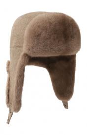 Шерстяная шапка-ушанка с мехом норки VICTORIA KUSENKOVA