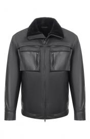 Кожаная куртка с воротником из норки MVST