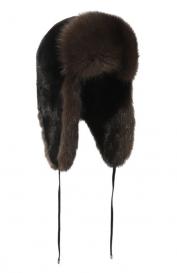 Меховая шапка-ушанка из норки и соболя VICTORIA KUSENKOVA