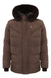 Кожаный пуховик с отделкой из лисицы Stefano Ricci