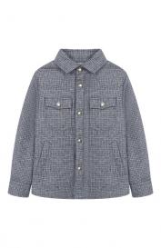 Утепленная куртка-рубашка из шелка и шерсти Brunello Cucinelli