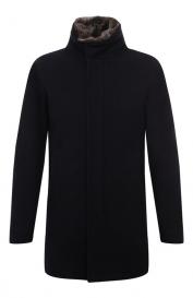 Шерстяное пальто с воротником из бобра HERNO