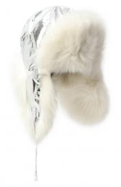 Пуховая шапка-ушанка с отделкой из песца Yves Salomon Enfant