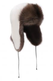 Меховая шапка-ушанка из норки и соболя VICTORIA KUSENKOVA