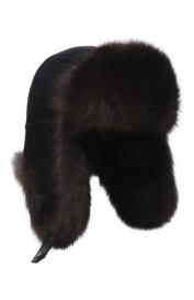 Кашемировая шапка-ушанка Майкл с мехом соболя FurLand