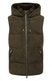 Замшевый жилет с отделкой из нутрии MVST