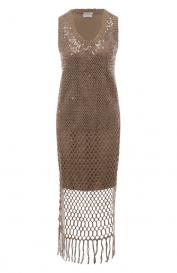 Платье из шелка и льна Brunello Cucinelli