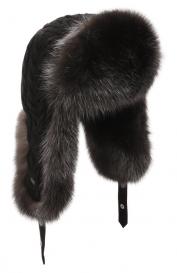 Кашемировая шапка-ушанка с мехом соболя Black Sable
