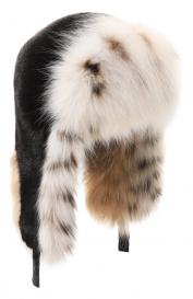 Меховая шапка-ушанка из норки и рыси VICTORIA KUSENKOVA