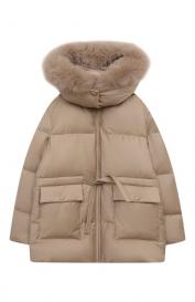 Пуховик с отделкой из песца Yves Salomon Enfant