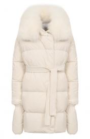 Пуховик с отделкой из песца Yves Salomon