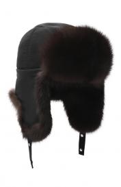 Кашемировая шапка-ушанка с мехом соболя MVST