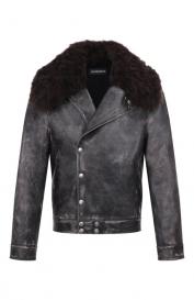 Кожаная куртка с воротником из овчины Ann Demeulemeester