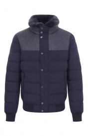 Пуховый бомбер с воротником из кролика Hetrego