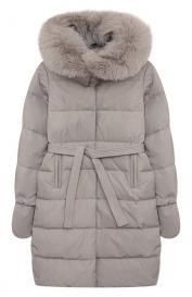 Пуховик с отделкой из песца Yves Salomon Enfant