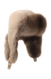 Шерстяная шапка-ушанка с мехом соболя VICTORIA KUSENKOVA