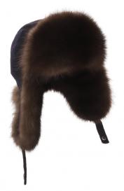 Кашемировая шапка-ушанка с мехом соболя Black Sable