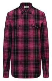 Рубашка из вискозы и льна Saint Laurent