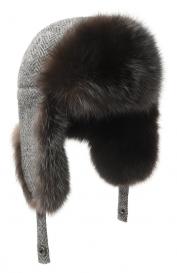 Утепленная шапка-ушанка с отделкой из соболя Black Sable