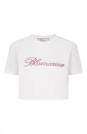 Хлопковая футболка с отделкой стразами Blumarine
