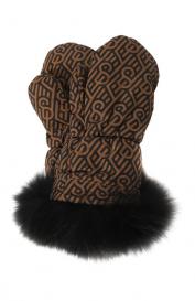 Пуховые варежки с отделкой из песца Yves Salomon Enfant