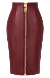 Кожаная юбка Balmain
