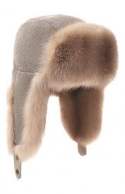 Кашемировая шапка-ушанка Майкл с мехом соболя FurLand