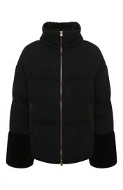 Кашемировый пуховик с меховой отделкой Agnona