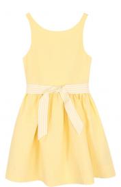 Хлопковое платье с широким поясом Polo Ralph Lauren