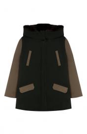 Шерстяная парка с меховой отделкой Yves Salomon Enfant