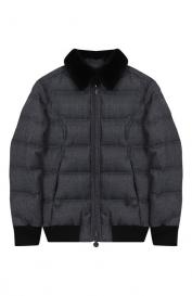 Шерстяной пуховик с воротником из бобра Stefano Ricci Junior