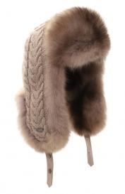 Кашемировая шапка-ушанка с мехом соболя Black Sable