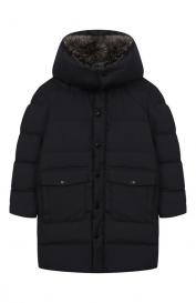 Пуховое пальто с отделкой из песца Yves Salomon Enfant