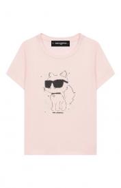Хлопковая футболка KARL LAGERFELD KIDS