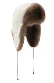 Меховая шапка-ушанка из норки и соболя VICTORIA KUSENKOVA