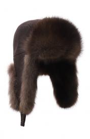 Шерстяная шапка-ушанка с мехом соболя VICTORIA KUSENKOVA