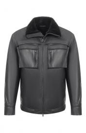 Кожаная куртка с воротником из норки MVST