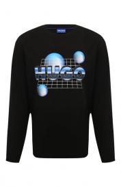 Хлопковый лонгслив HUGO Blue