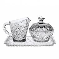 Набор поднос+молочник+сахарница  DIAMOND CRYSTAL BOHEMIA